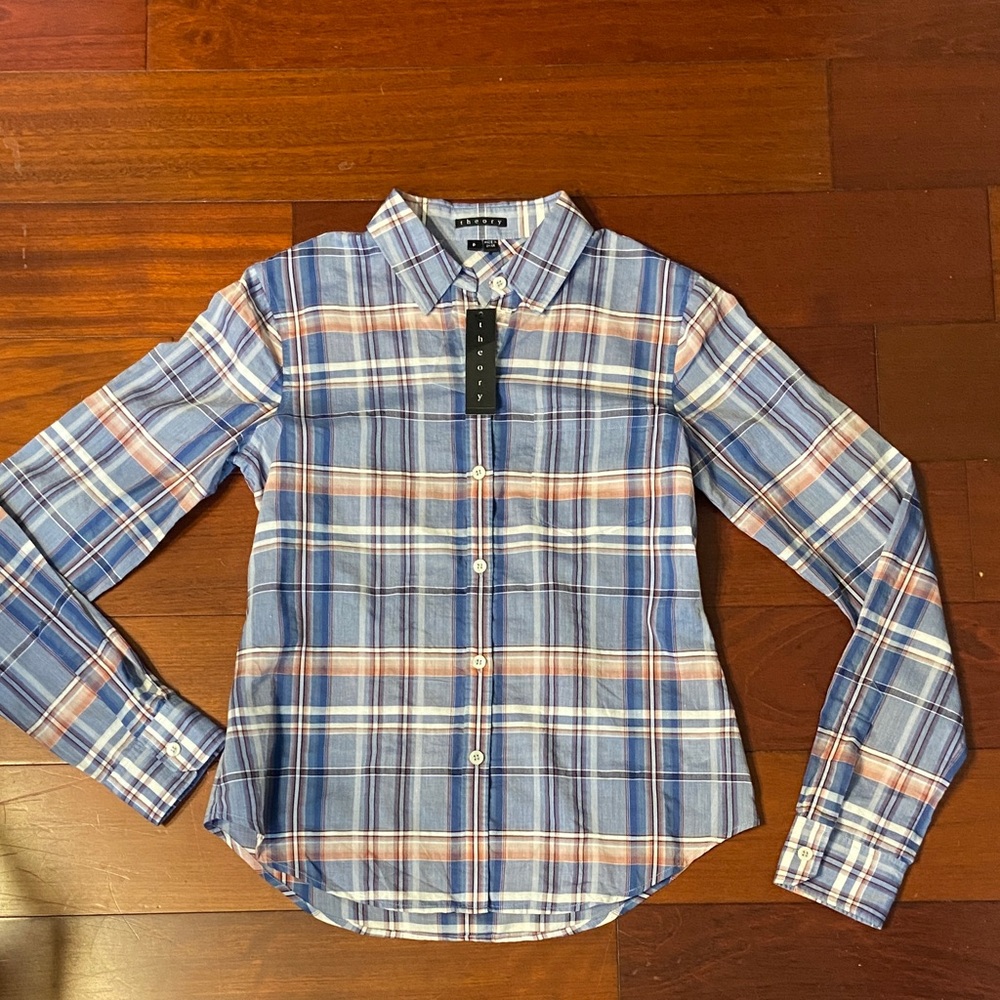 NWT Theory Kenola Audrey’s Plaid Blouse